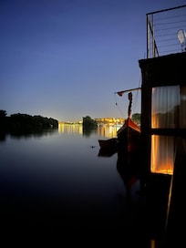 Room balcony at night.