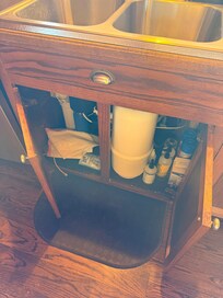 Broken cabinet door, broken food disposal, water filter not working either.