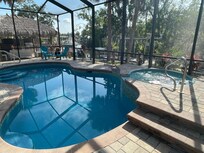 Pool with hot tub that “pours over”…LOVE!