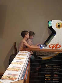 The 3 arcade games were a hit! & scavenger hunt in the large fenced yard