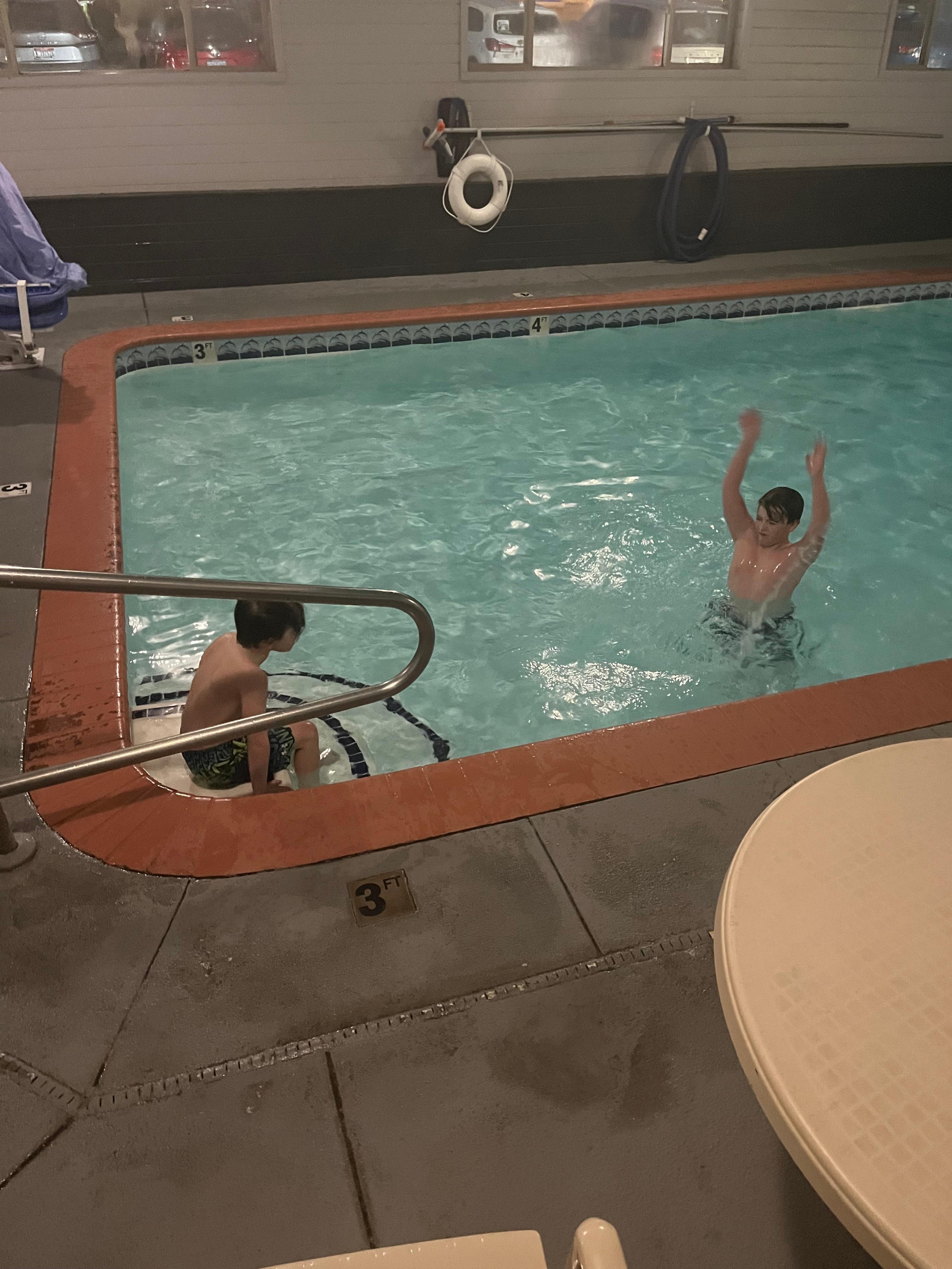 My grandson told me the pool was like an ice bath. That didn’t deter them from swimming! 