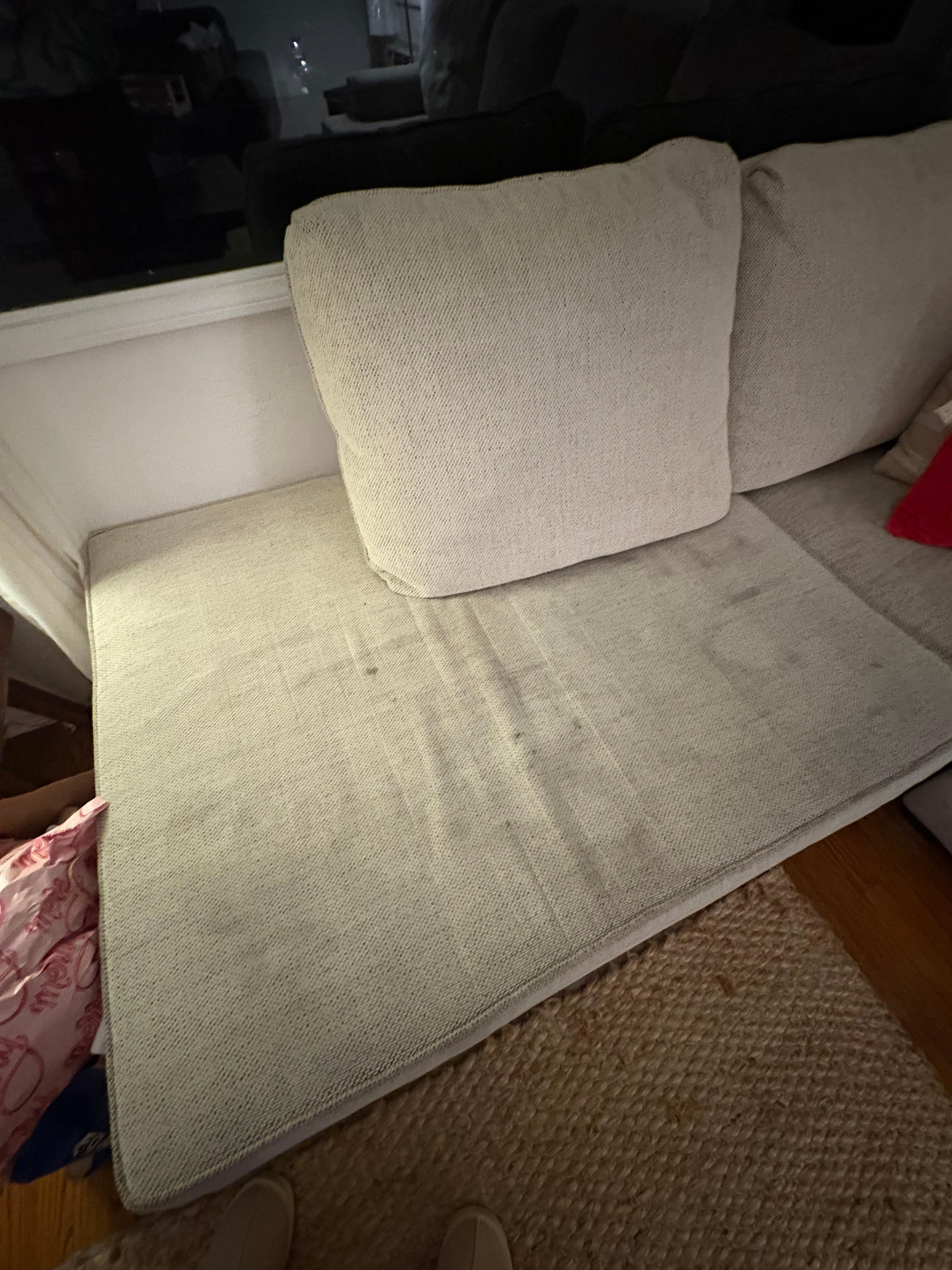 Unfortunately, this couch didn’t meet expectations. It was already stained, creaked loudly whenever anyone sat on it, and wasn’t very comfortable. Didn’t look like the listing photos at all. 