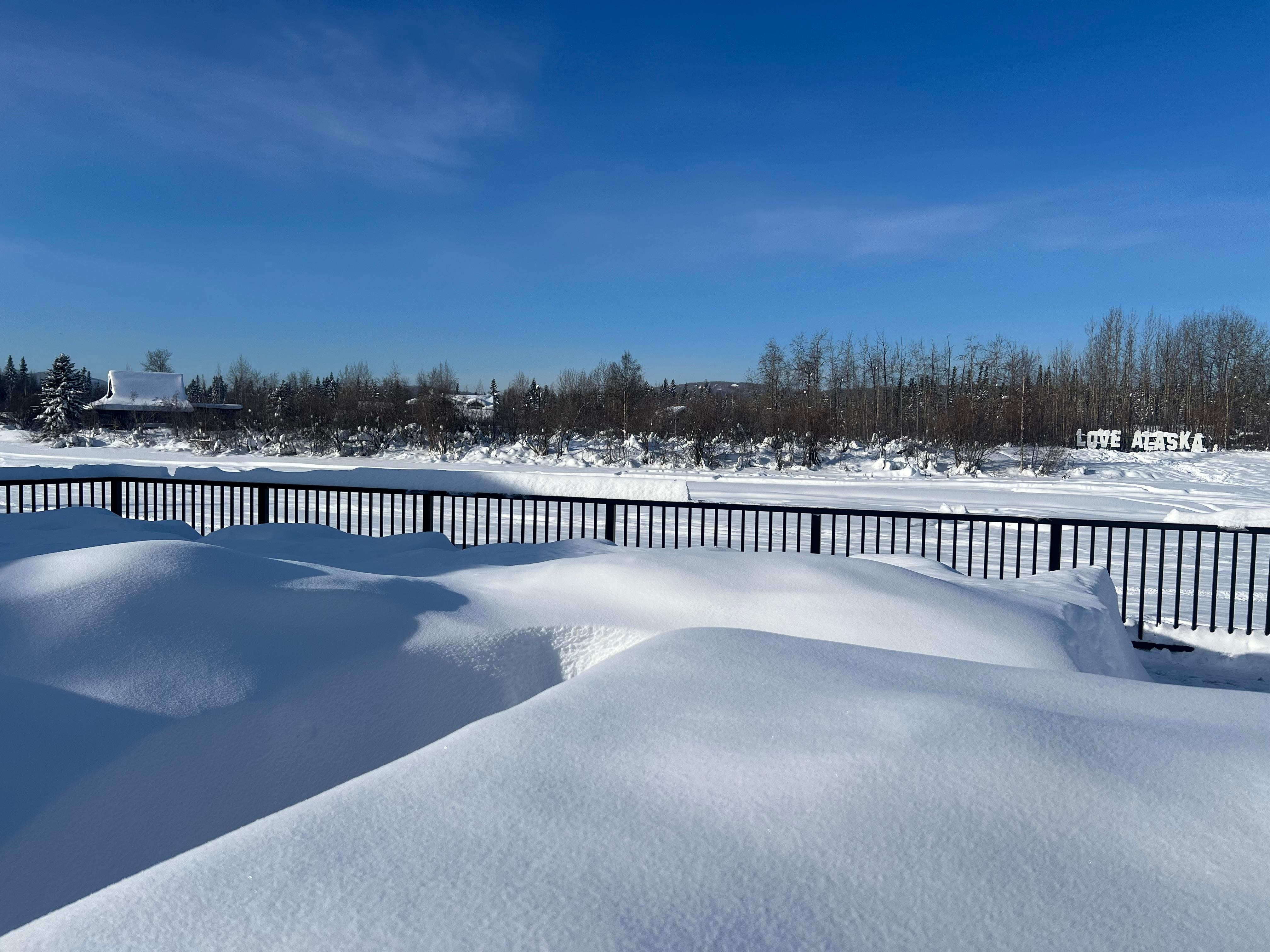 Frozen lake view from restaurant