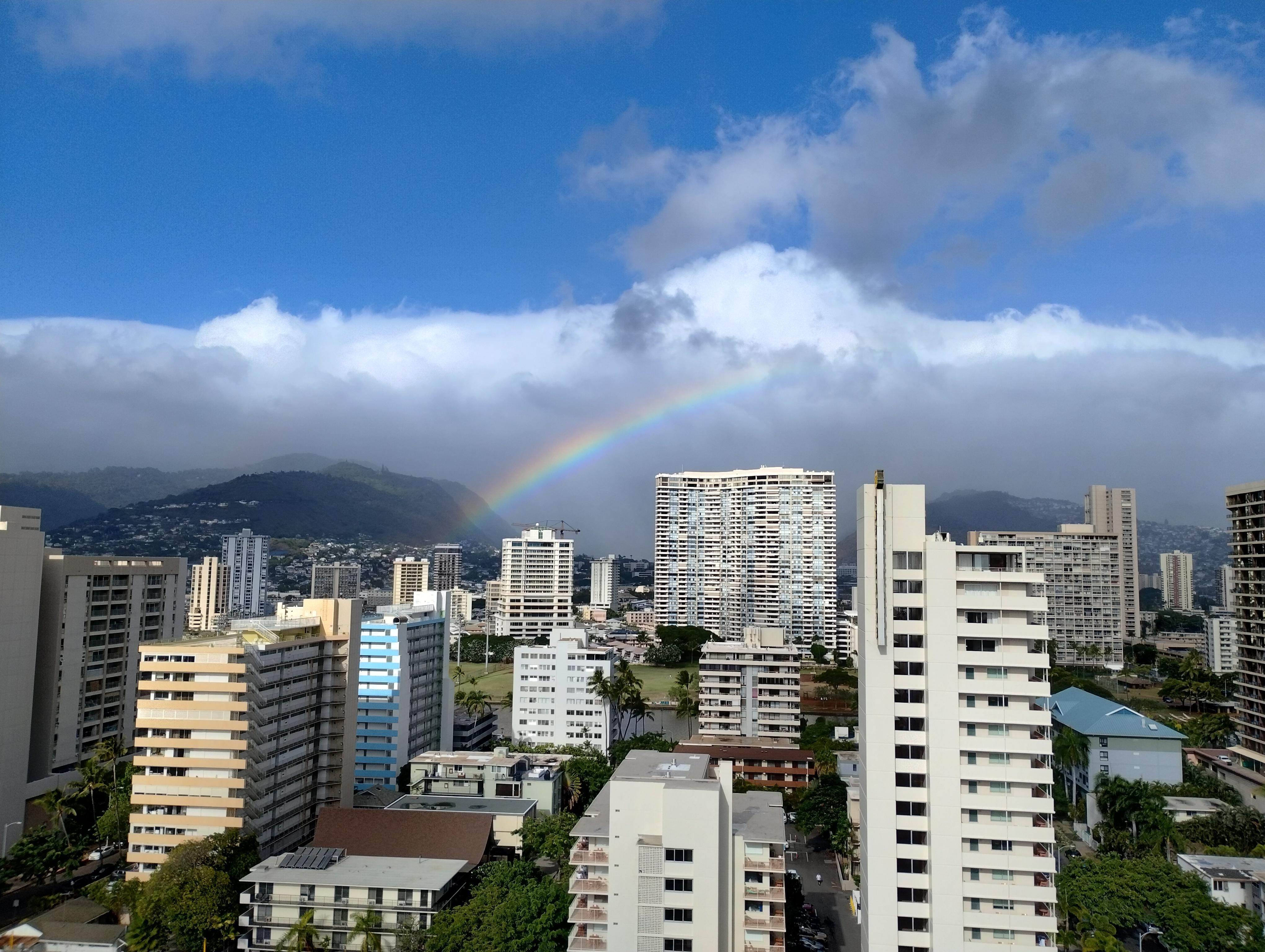 Morning rainbows on the deck