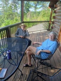 Mom and dad enjoying the view from the cabin deck