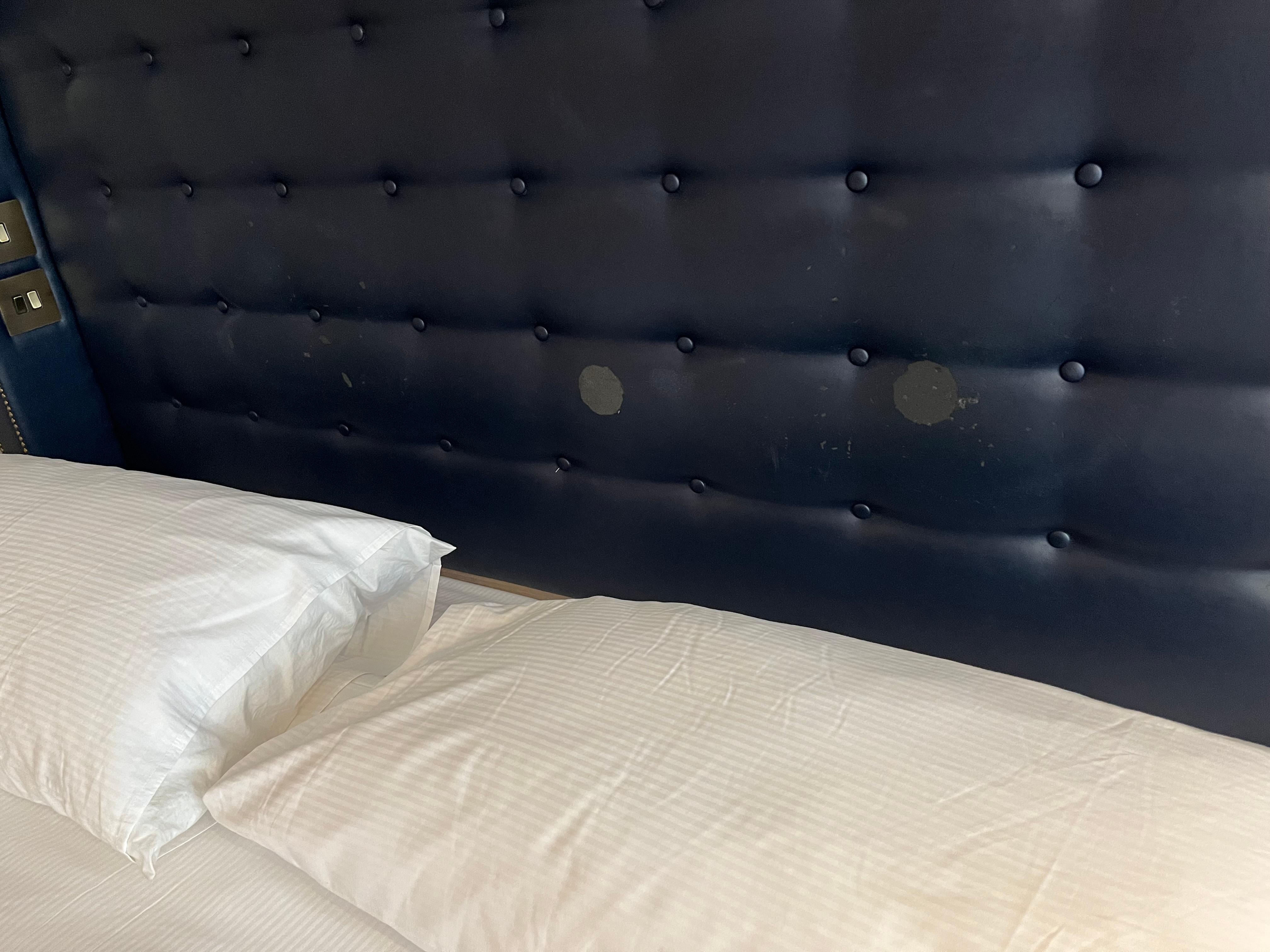 Headboard clearly worn but was disappointing to see these details in a five star hotel