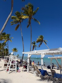The resort provides lounging areas, drinks, and food from the restaurant on the CapCana beach