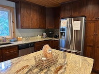 Local bread and Apple Pie jam on the kitchen island!