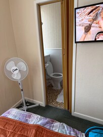 The on suite was cramped and discussing