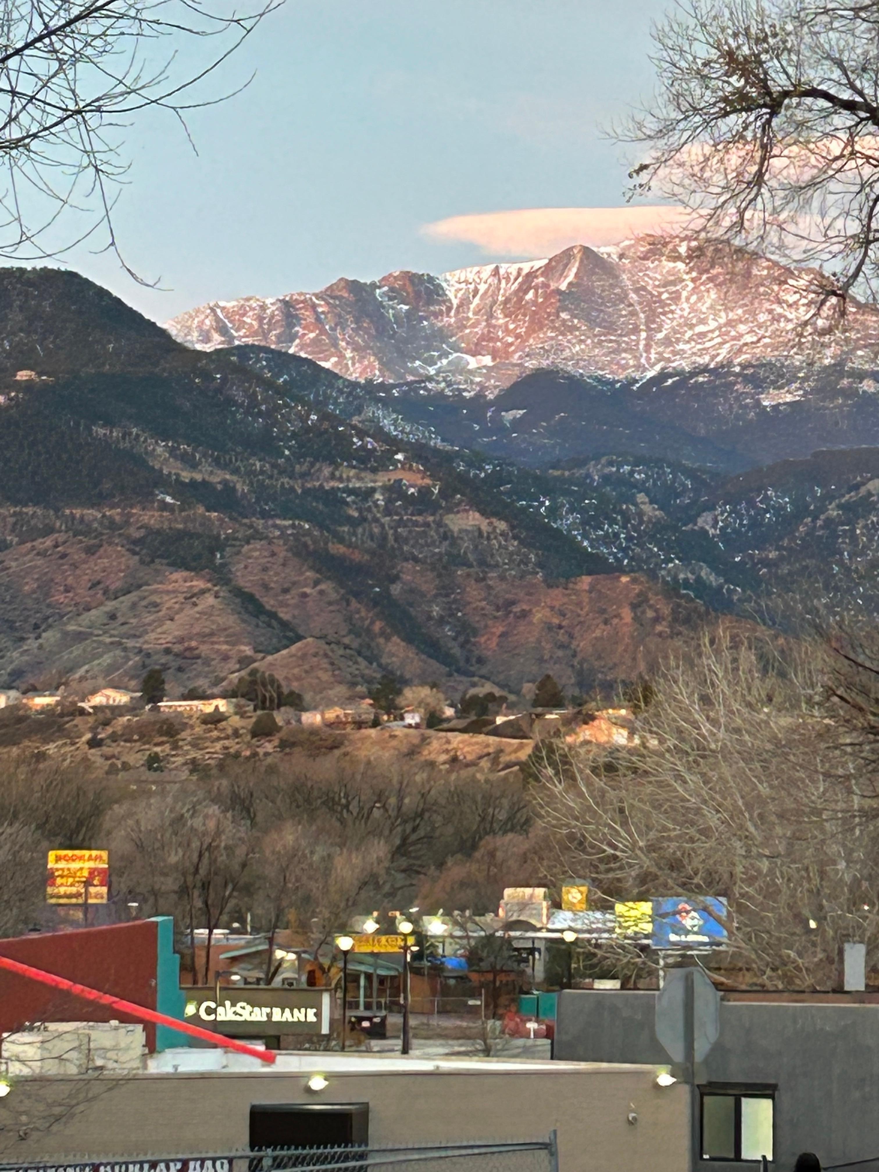 Front porch view of Pikes Peak.