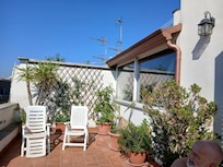 The large roof top patio