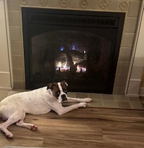 Relaxing by the fire. 🔥