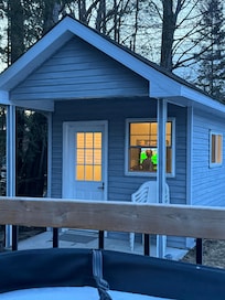 The game shed. My son was playing while I was soaking.