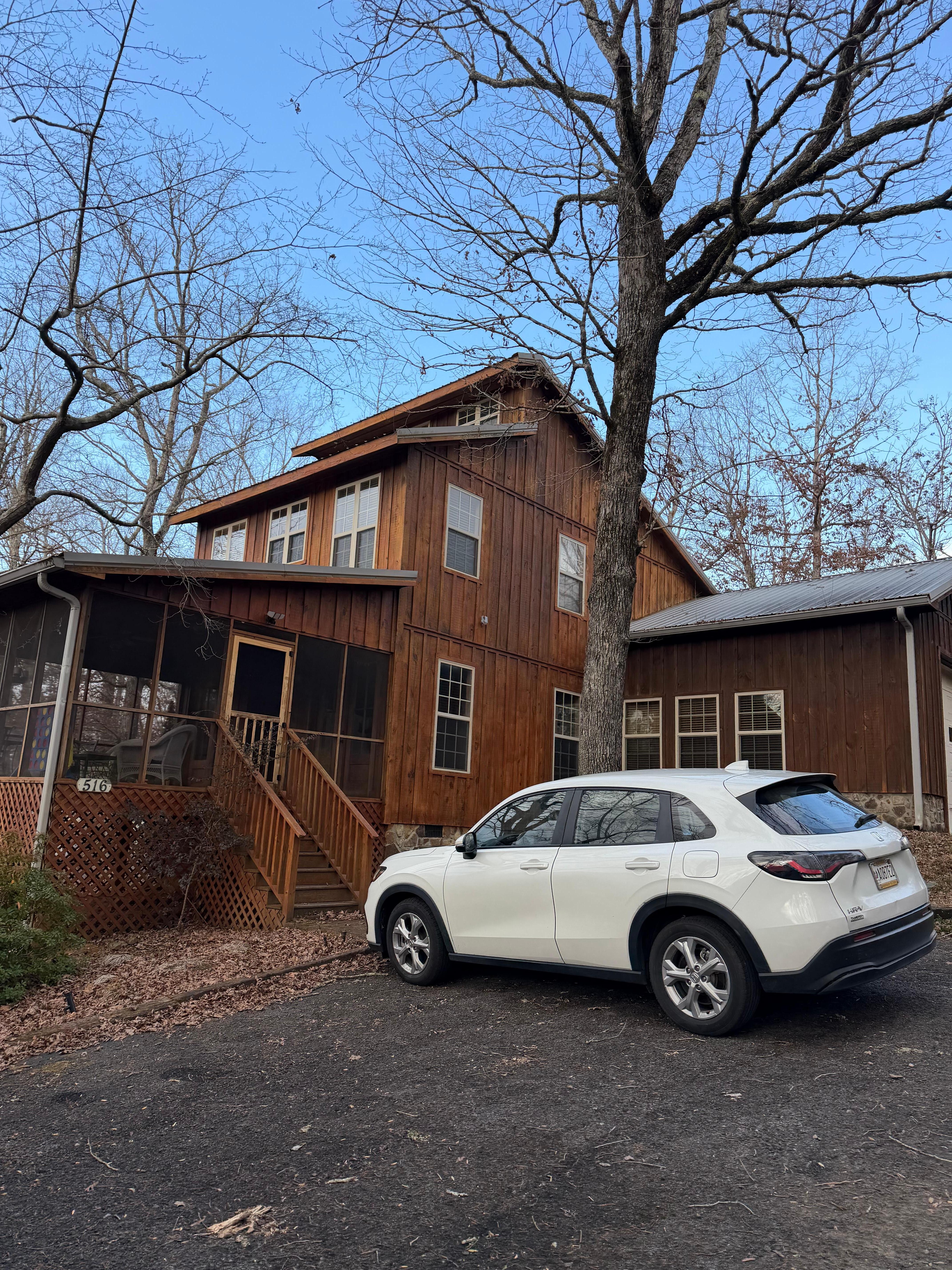 Lots of places to sit, inside and out, fire pit in back, front porch covered. Many places to sip coffee and just relax. 