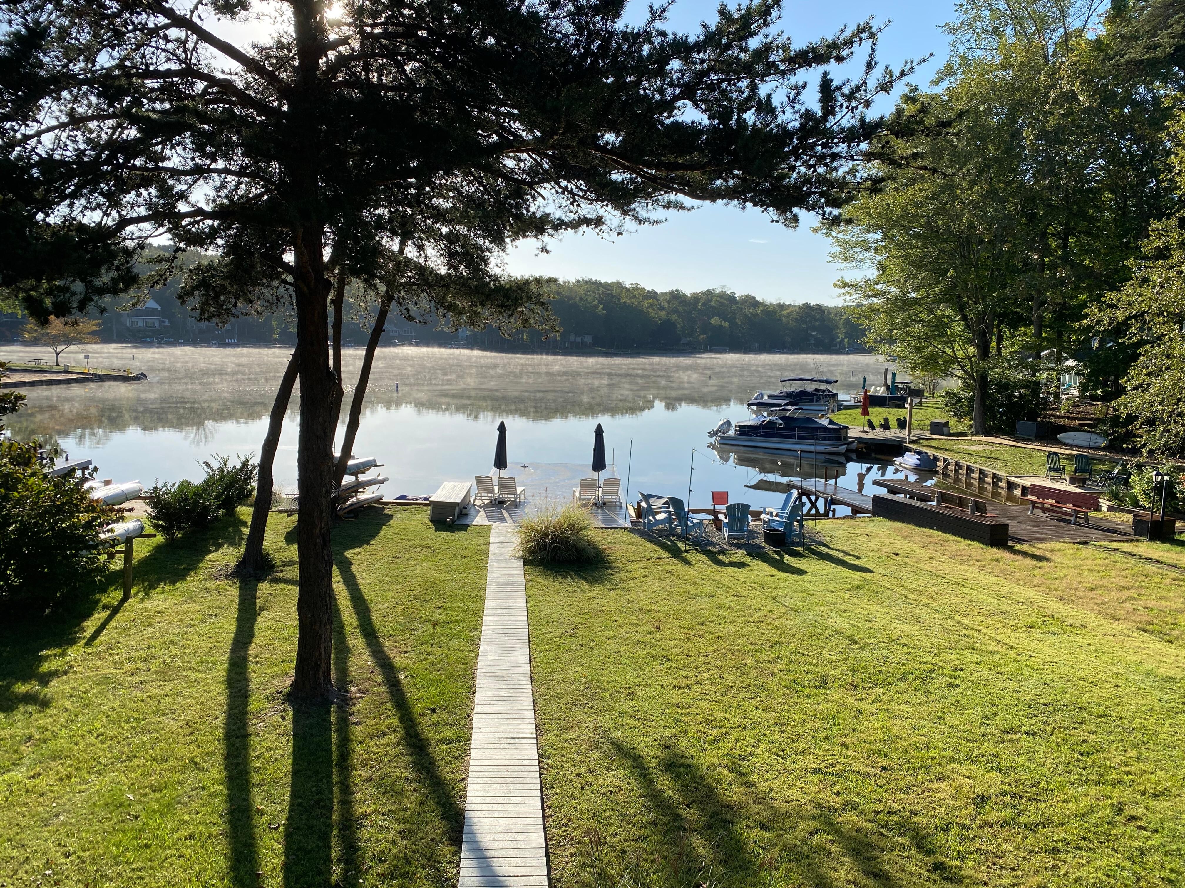 Coffee from the screened in porch in the early morning