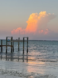 View from the beach looking at the dock