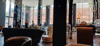 Hotel lobby, bar, breakfast & reception area