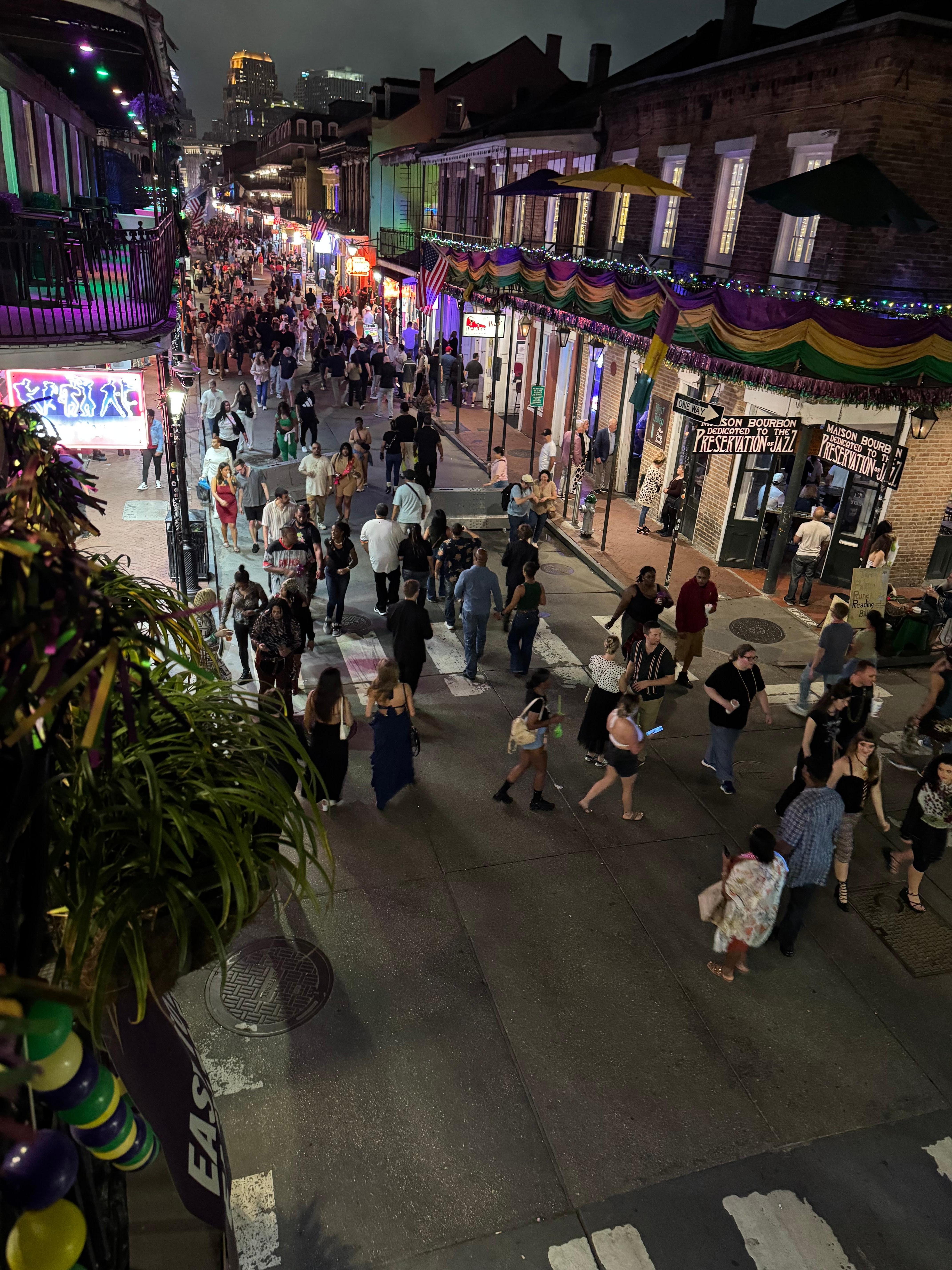 Picture from our balcony onto Bourbon street