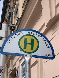 Bus stop right outside the hot