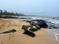 Pool area. Will be great when they get the hot tub and rock over hang fixed.