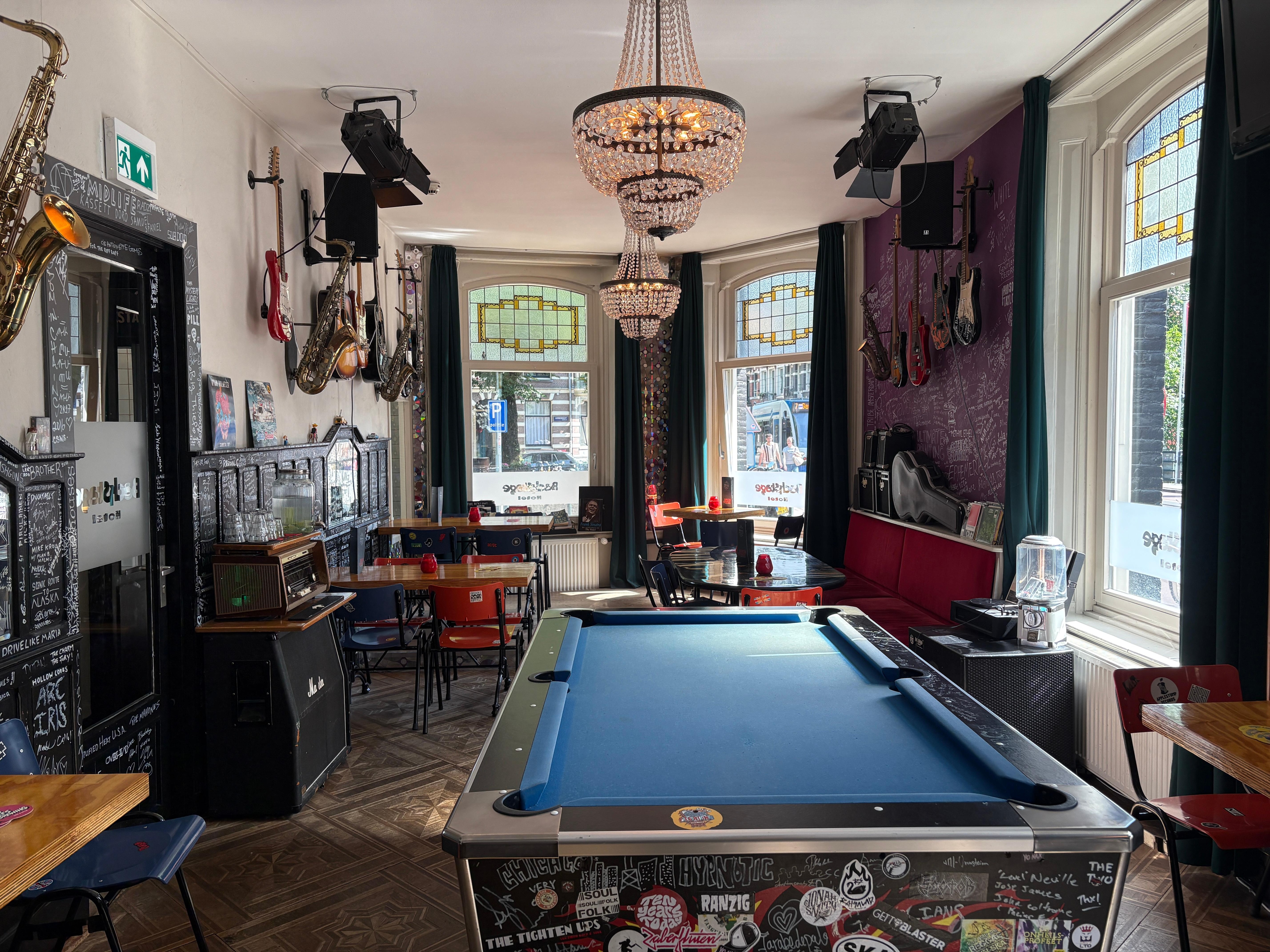 Pool table in lobby by bar