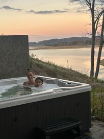Hot tub with sunset