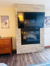 TV with faux fire place