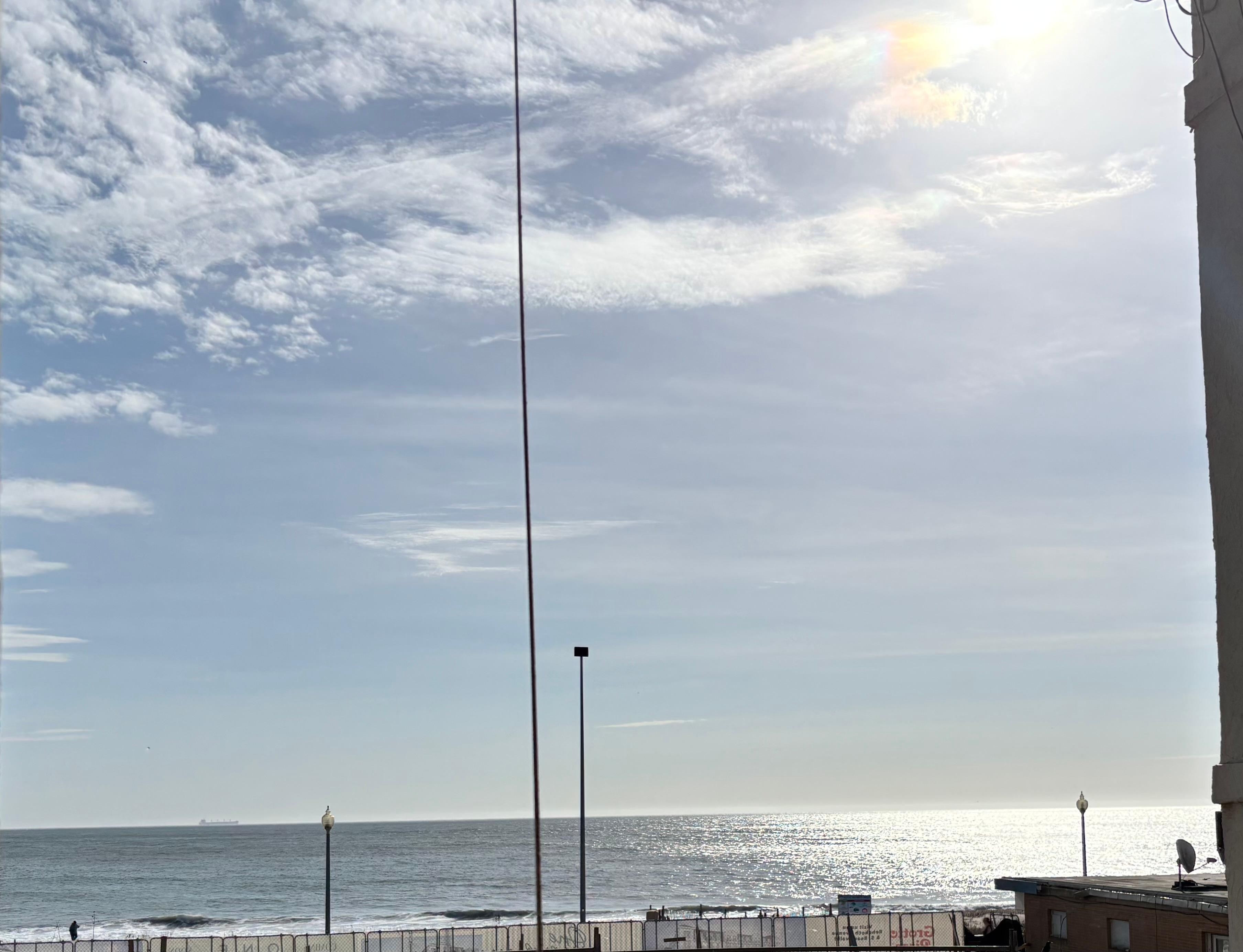 At the end of the parking garage facing the ocean 