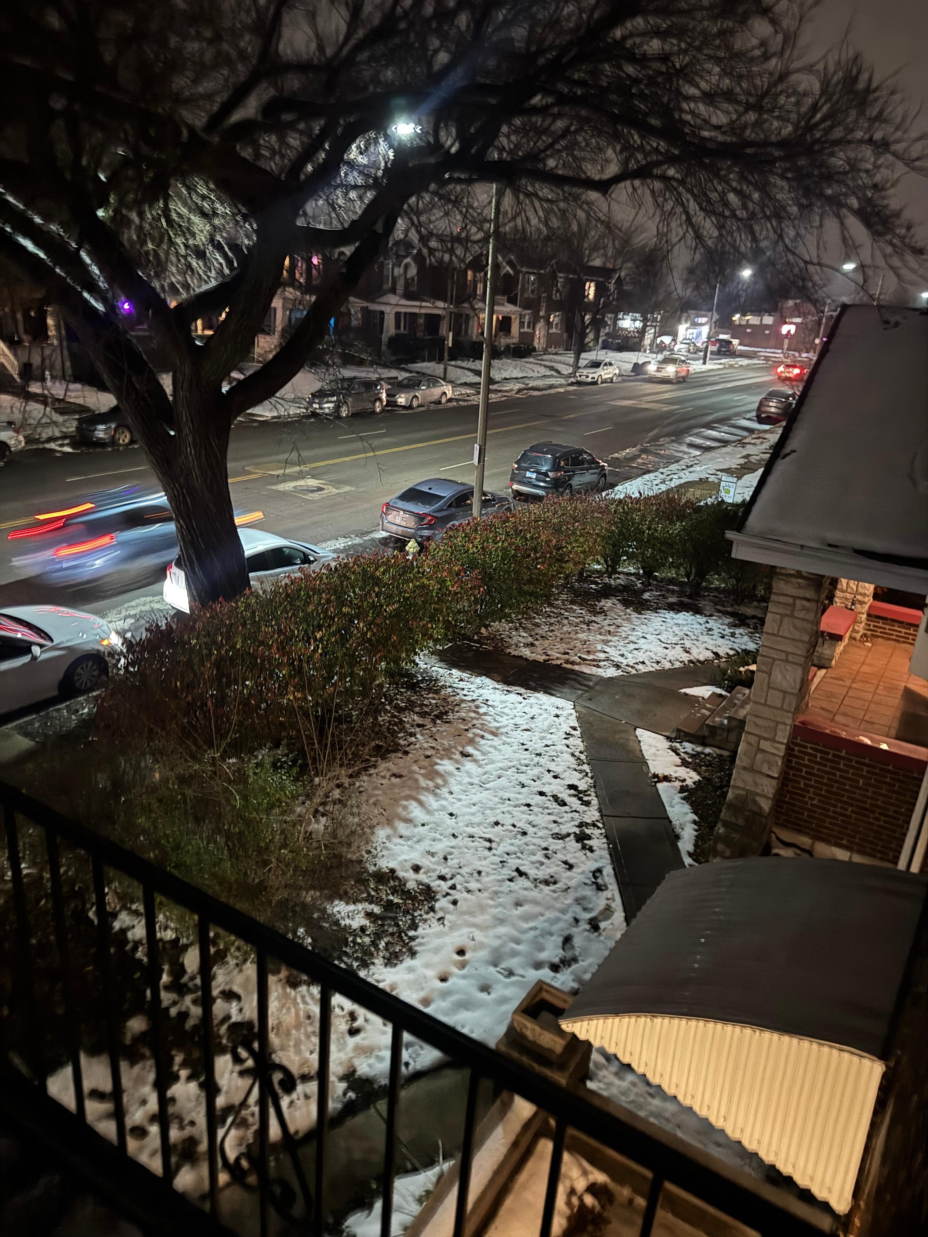 Front balcony looking over the street and front parking. 