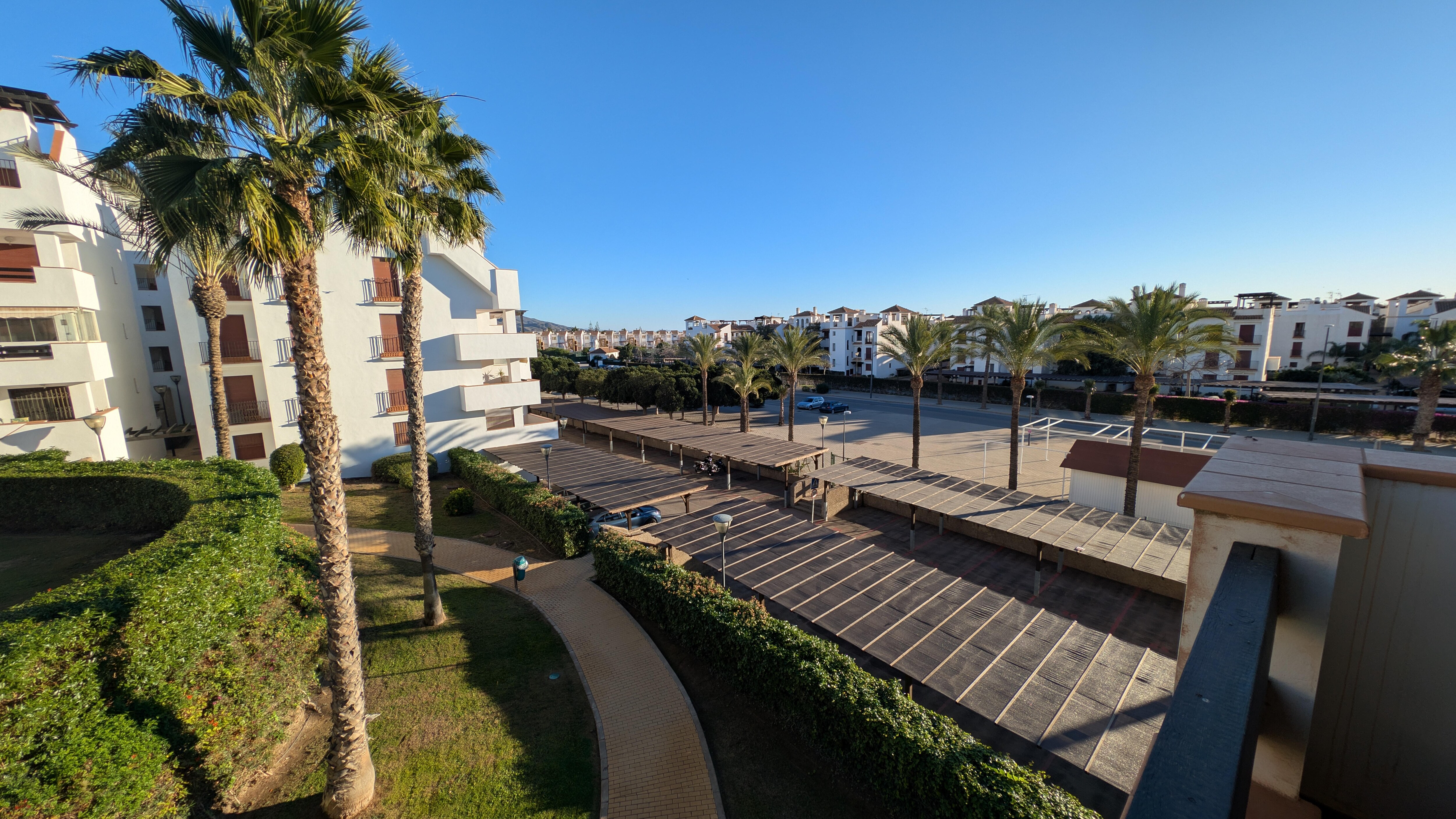 View down to the parking area from the apartment