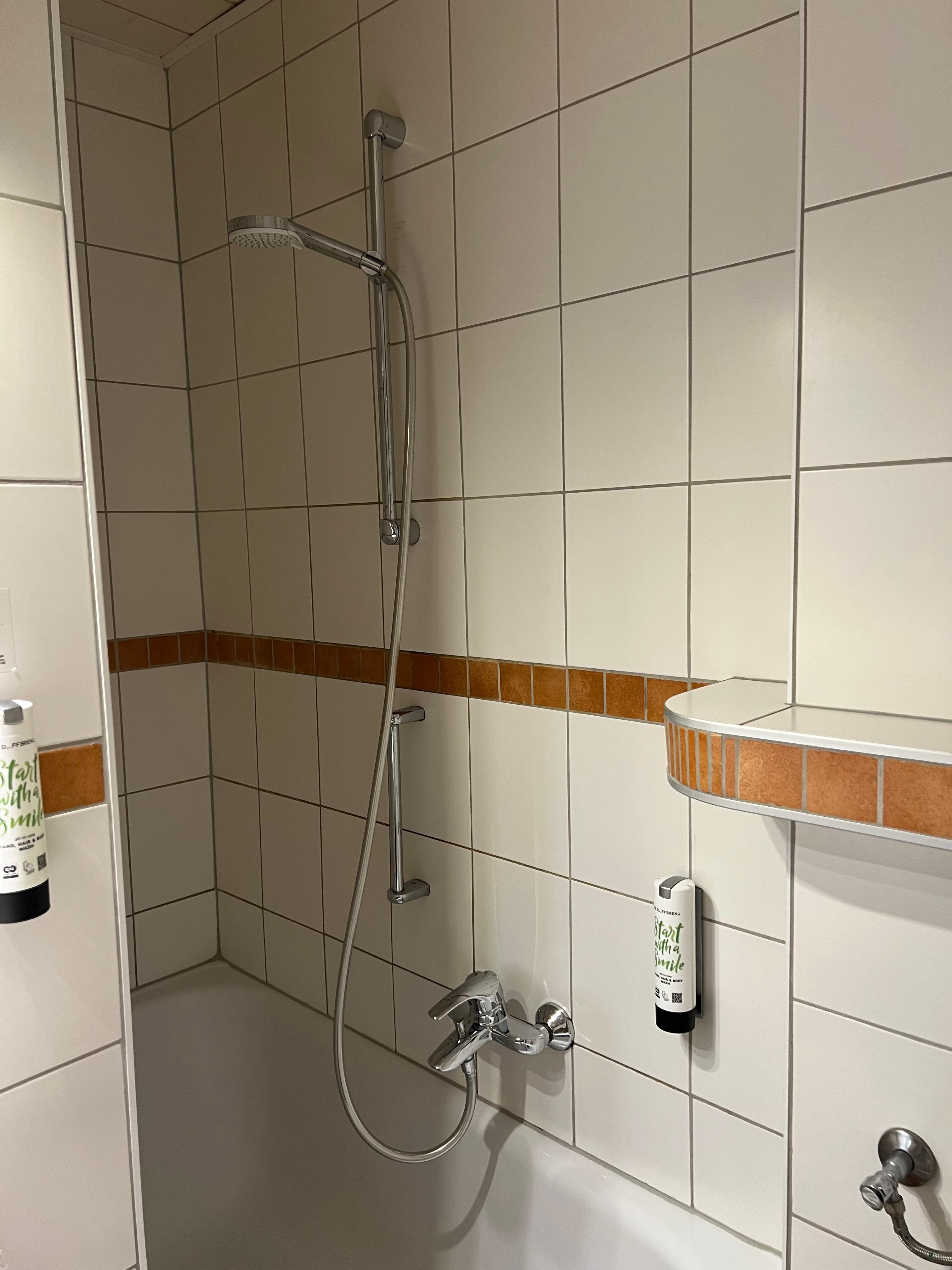 Not exactly what you would expect for a hotel shower. 