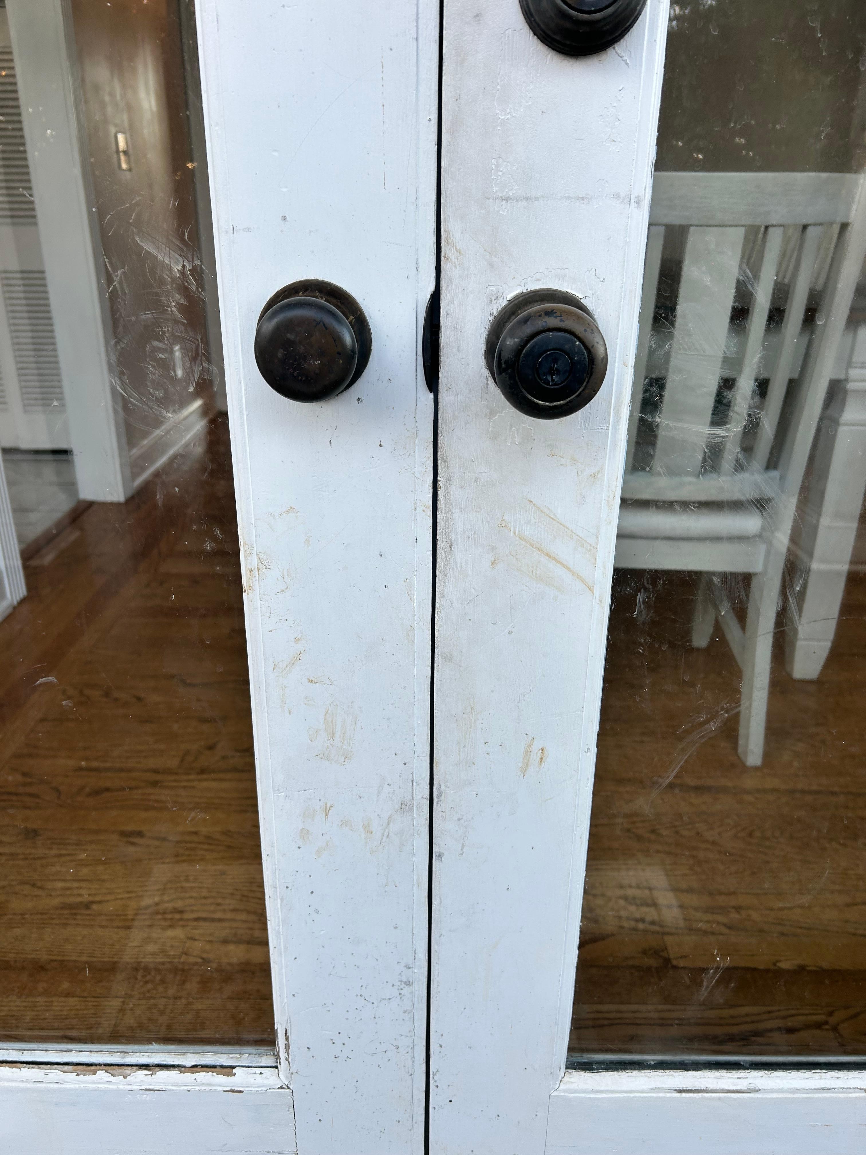 Past pet inclines on all the doors muddy prints and glass 