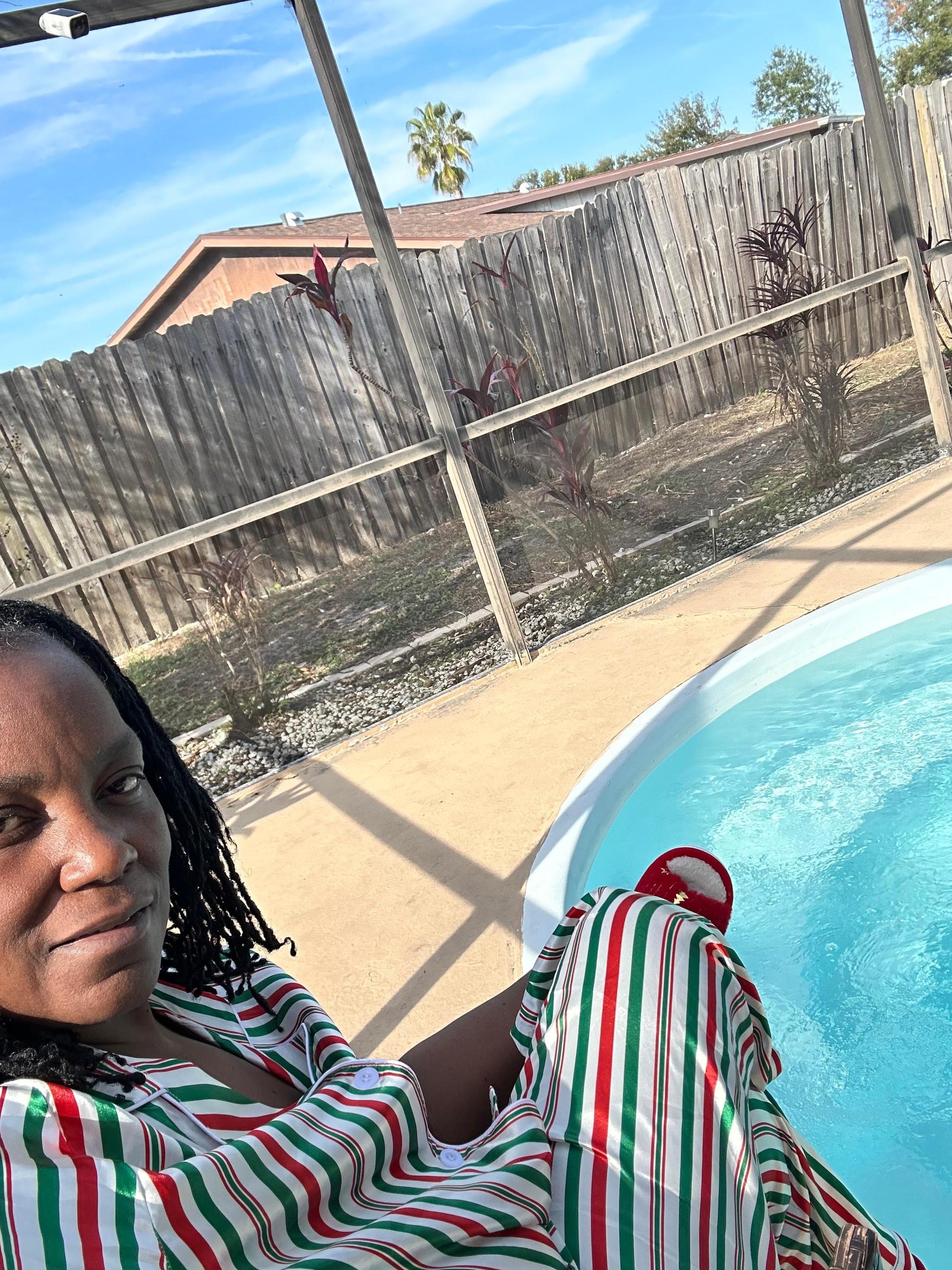 Relaxing moment by the pool.