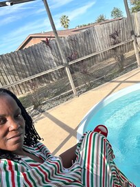 Relaxing moment by the pool.