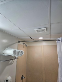 Ceiling tiles dont fit, tub old and broken paint chips off of it