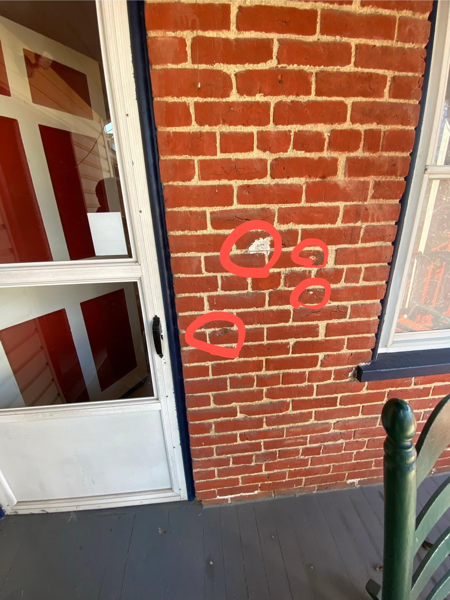 Bullet holes from the battle