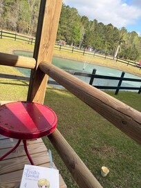 Reading on the patio