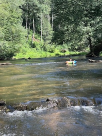 River behind cabin
