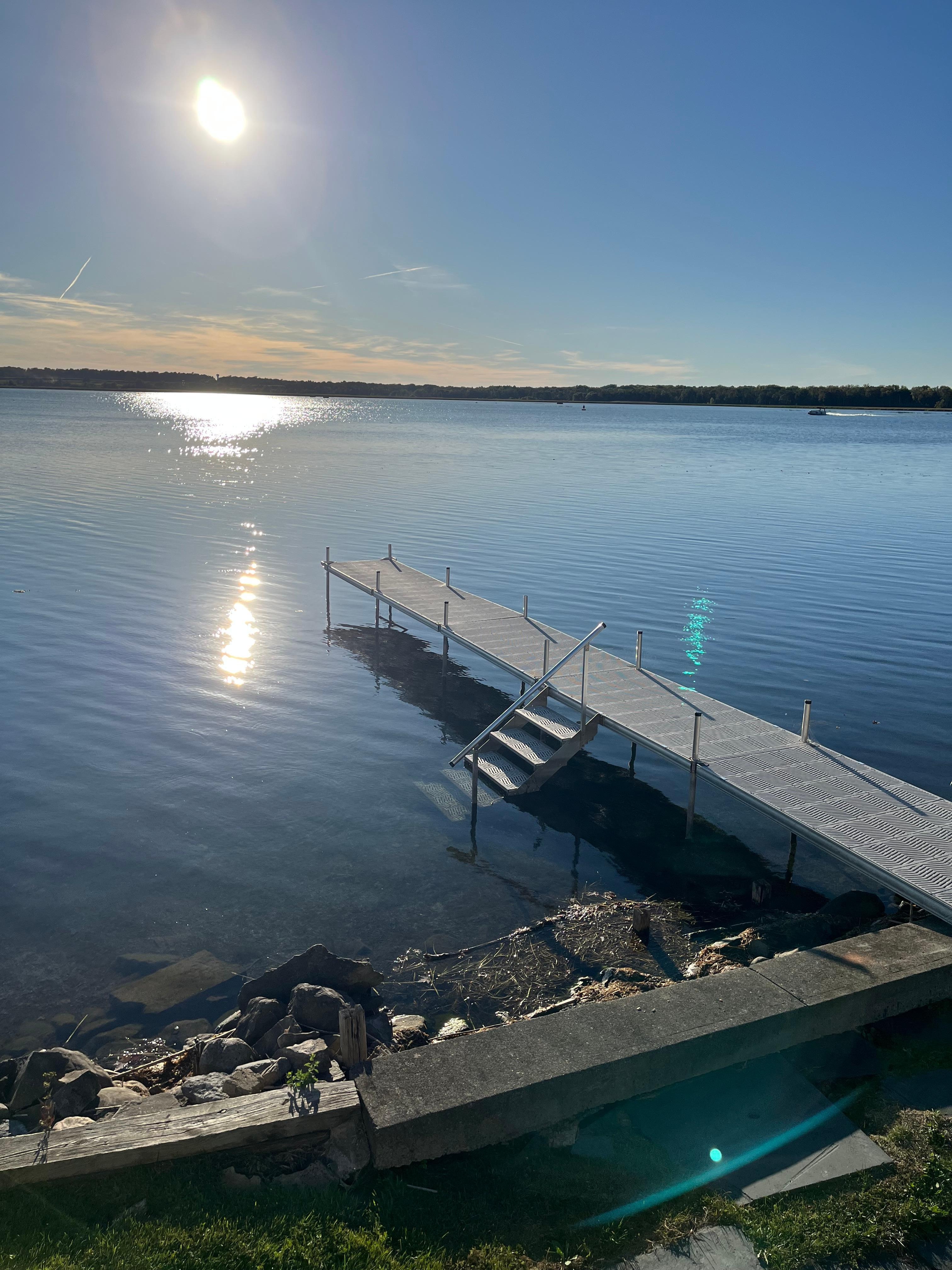 Sunset over Cayuga Lake off the deck of the house.