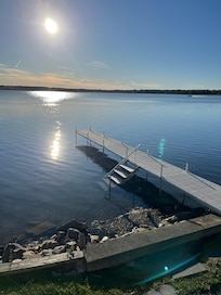 Sunset over Cayuga Lake off the deck of the house.
