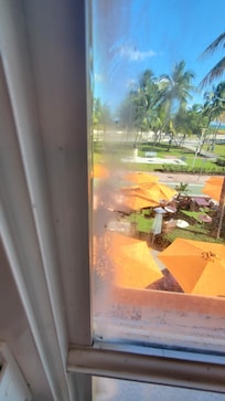 Dirty and painted windows. They would not clean them.