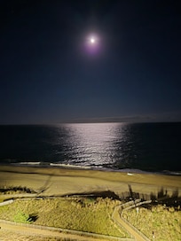 View from balcony at night.