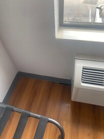 Hole by hvac unit.