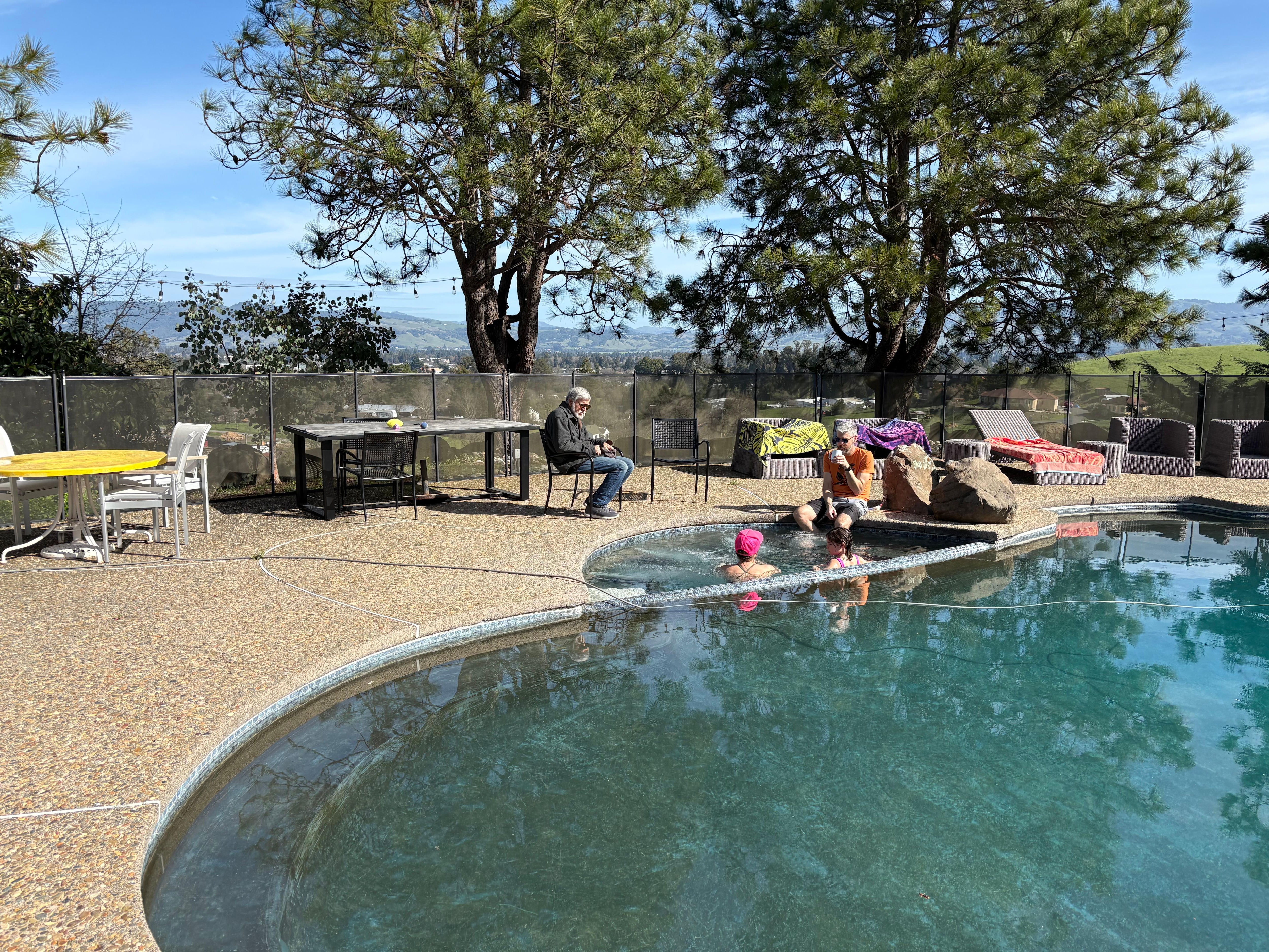 Another view of some of the family enjoying the hot tub.