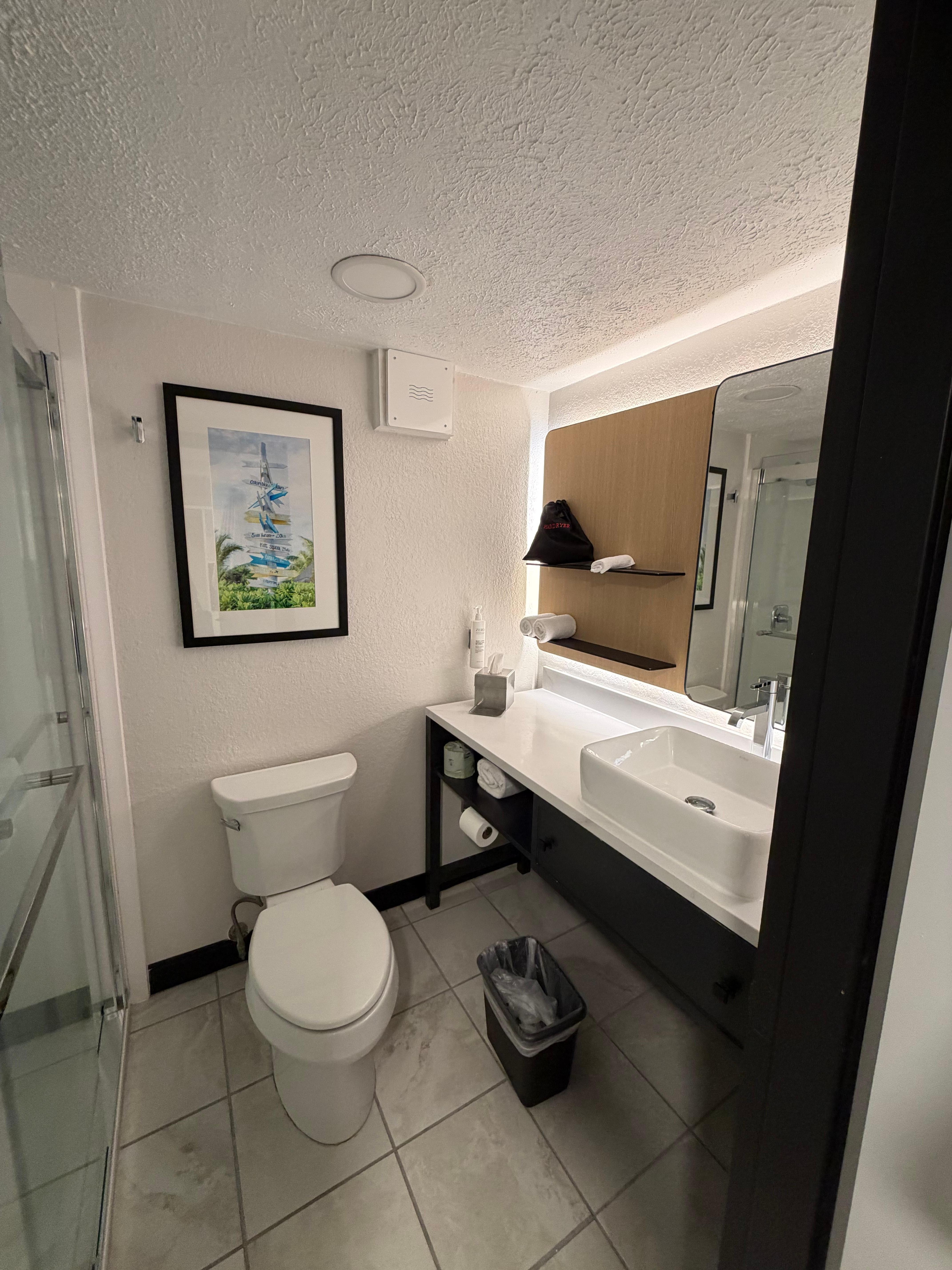 The bathroom the next morning before checkout 