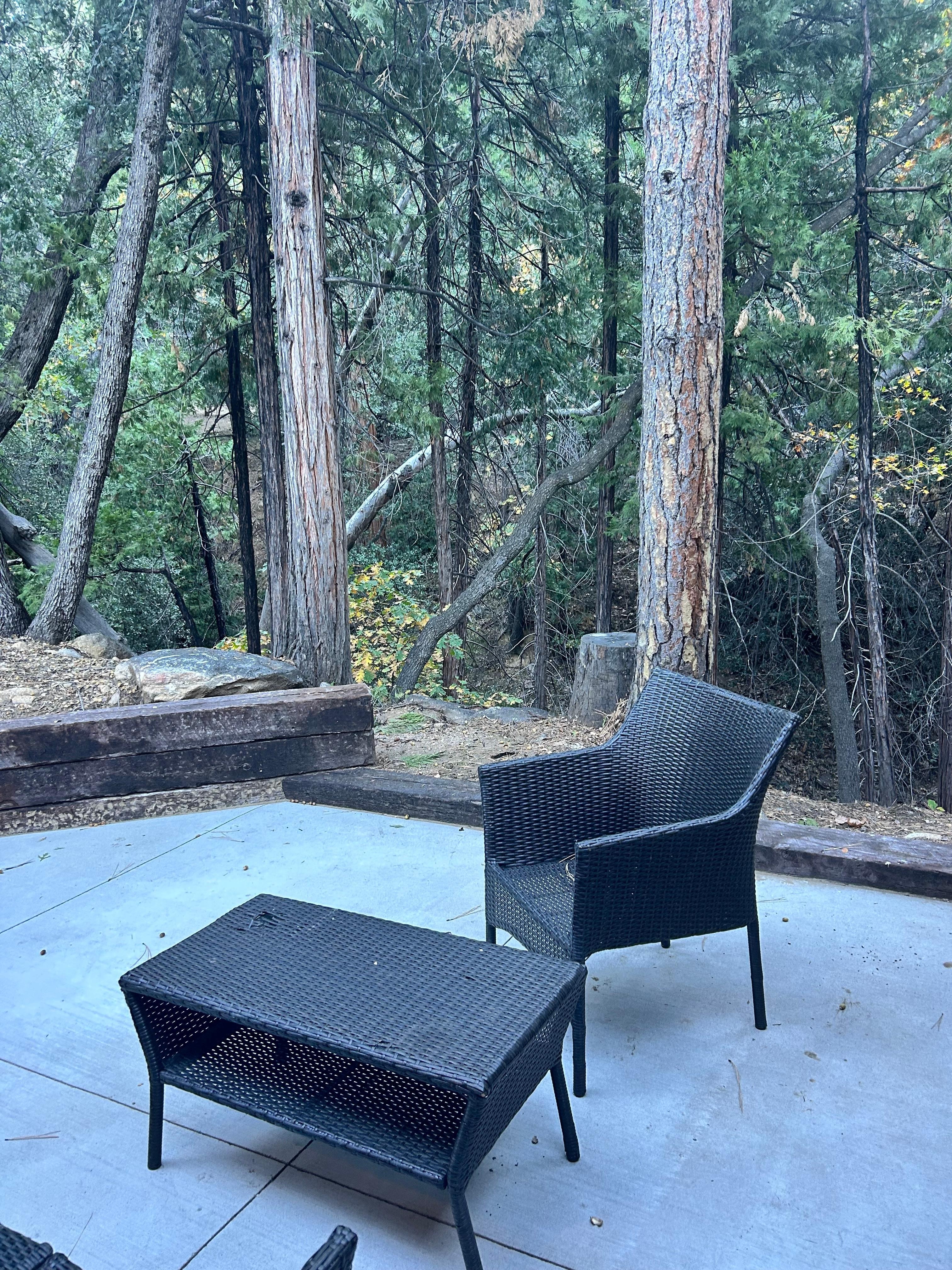 One of our 2 patios   At our cabin.