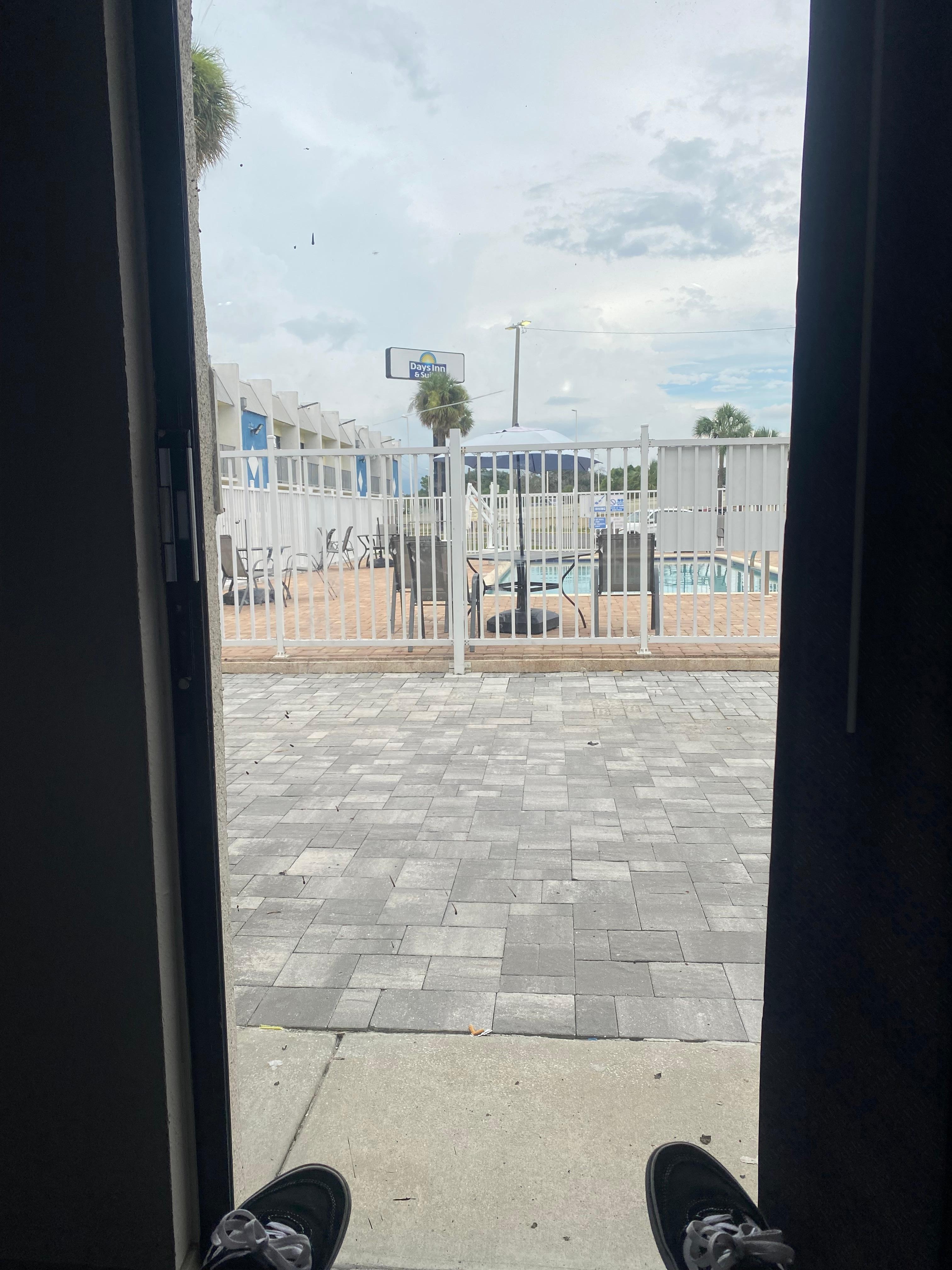 The pool…broken umbrellas and chairs