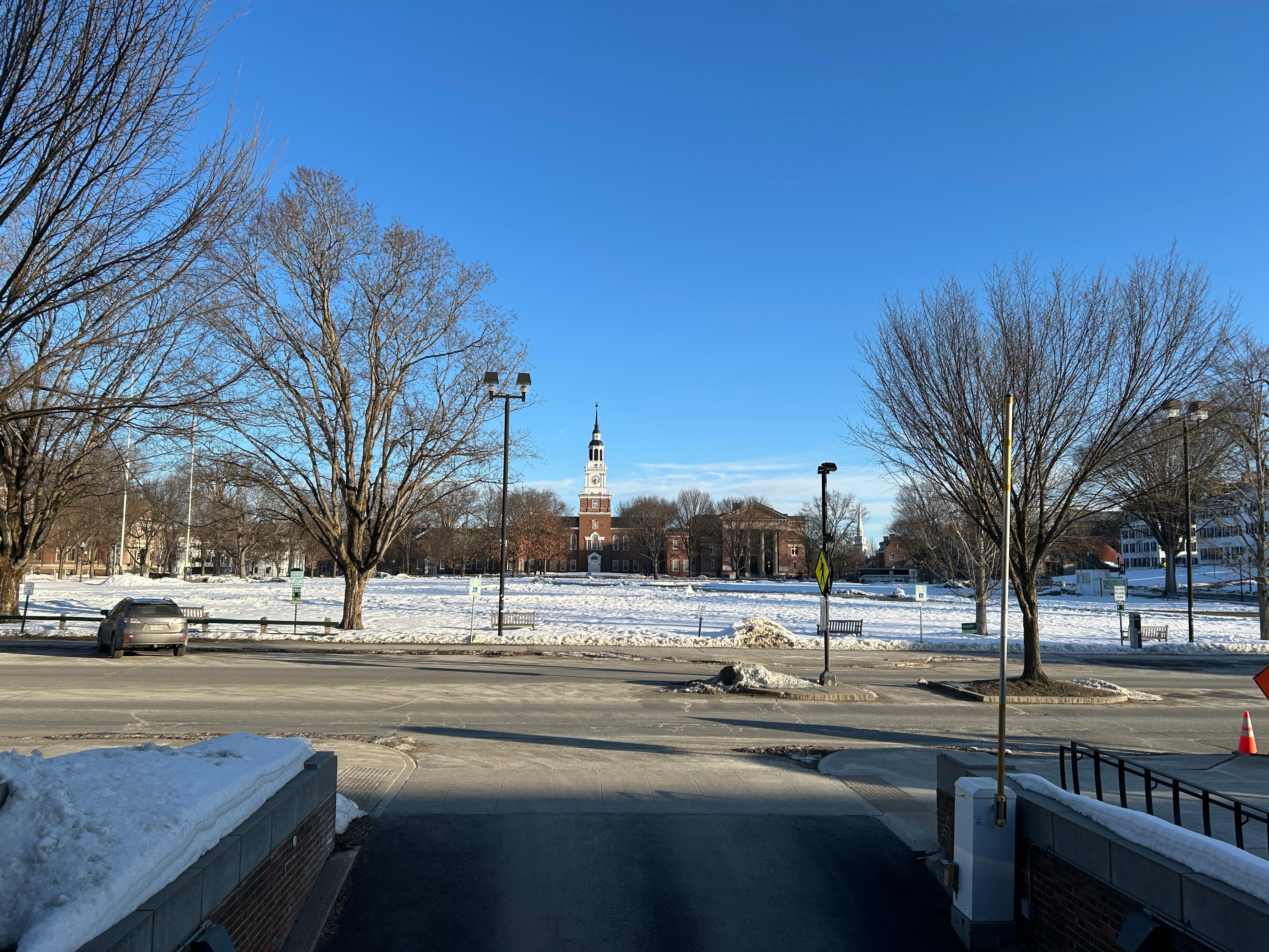 Our room had a view over the town square green area.
