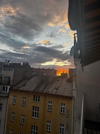 Beautiful sunset on the balcony