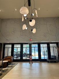 Front desk area, able to park in front while checking in and parking conveniently around the corner